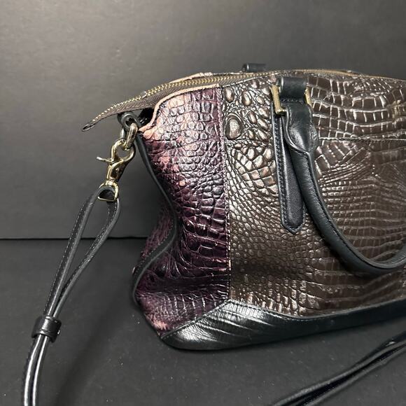 Brahmin Duxbury Croc Embossed Stachel Bag Purse Plum Brown Please READ details - Picture 5 of 12